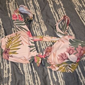 Floral Bikini Top with Tropical Print